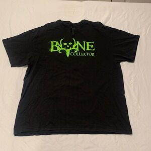 Bone Collector Mens XL Black Neon Green Deer Skull Graphic T-Shirt Cotton